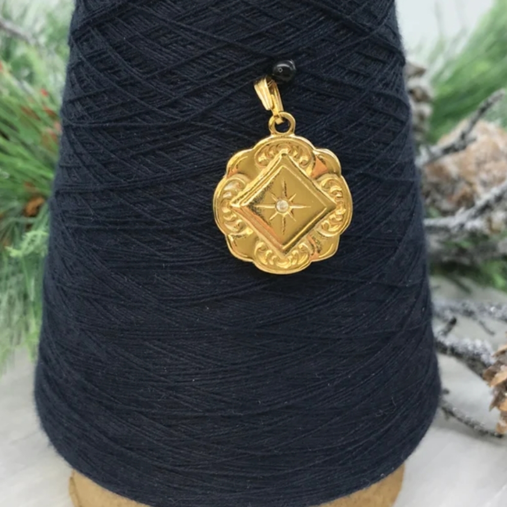 Vintage Reversible Pendant W/Rhinestone
